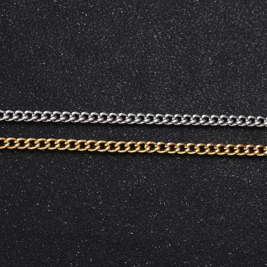 Gold cuban curb chain by yard, florida link chain,wholesale bulk roll chain for jewelry making, width 2.9mm,roll- 497, 498