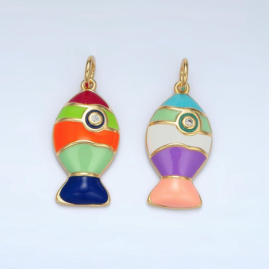 Mini colorful fish charm small rainbow fish pendants enamel animal pet charm for bracelet earring necklace charm supply | x305