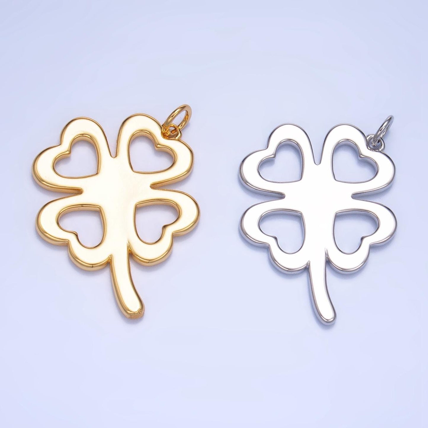 Dainty clover charm 24k gold filled shamrock celtic four leaf clover lucky char 35 x 26 mm for necklace earring bracelet jewelry making w051