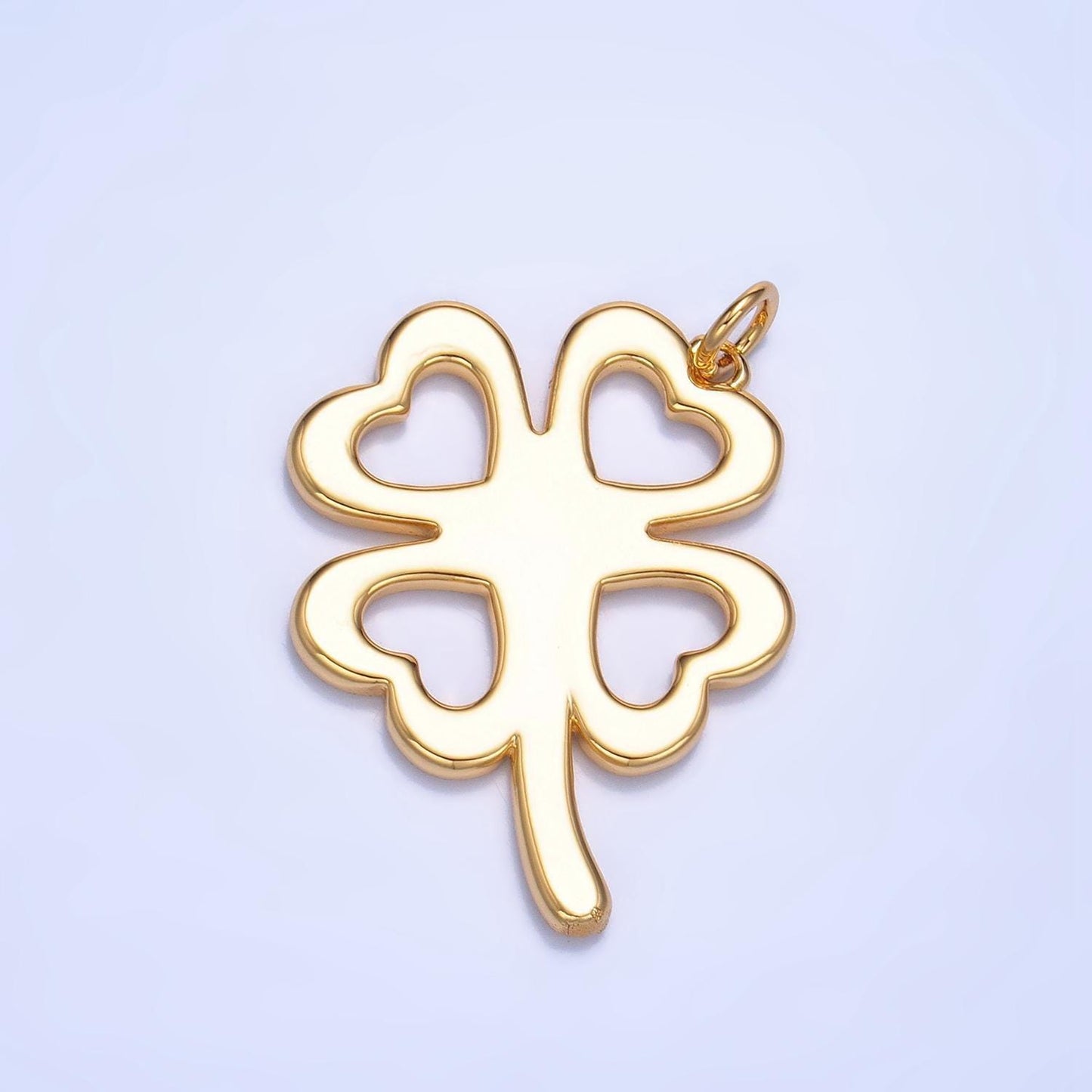 Dainty clover charm 24k gold filled shamrock celtic four leaf clover lucky char 35 x 26 mm for necklace earring bracelet jewelry making w051