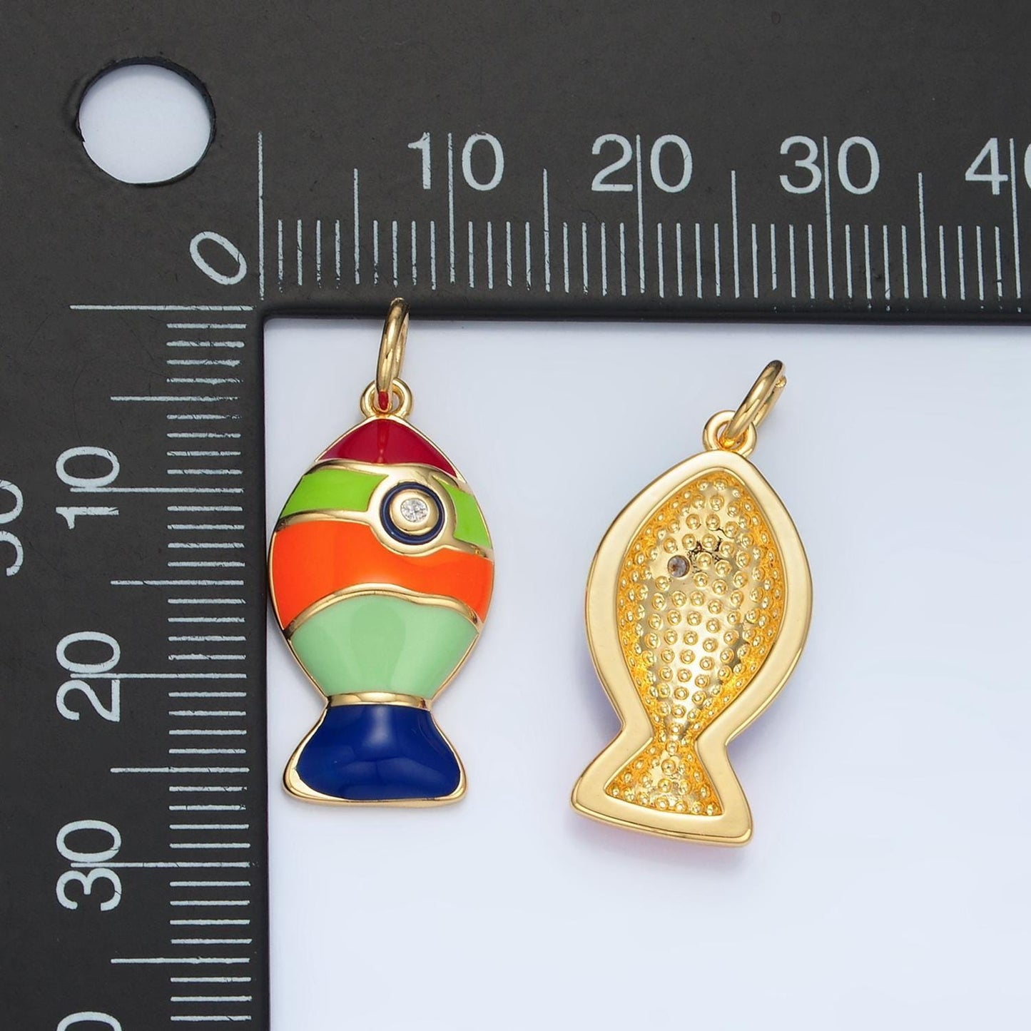 Mini colorful fish charm small rainbow fish pendants enamel animal pet charm for bracelet earring necklace charm supply | x305