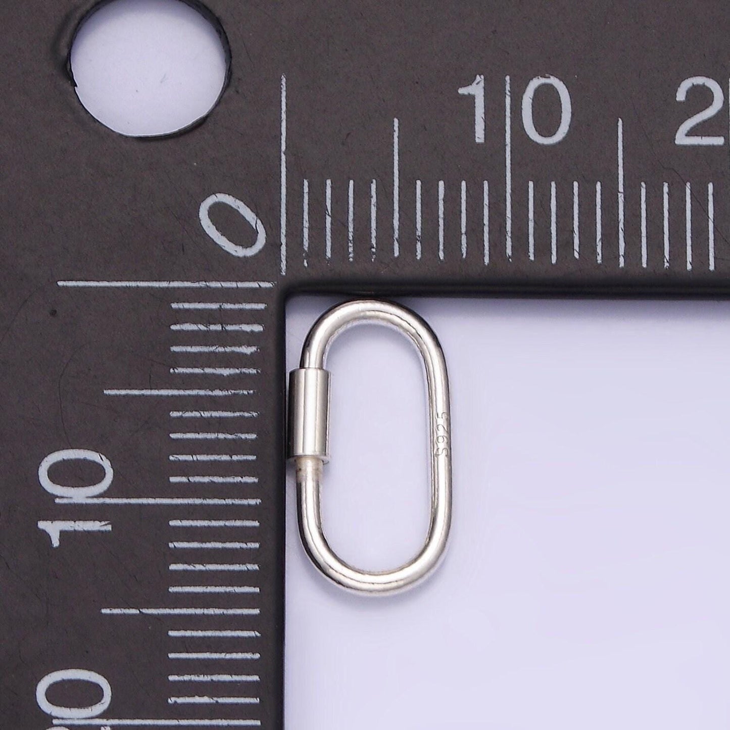 Dainty slim silver oval carabiner s925 sterling silver dainty screw lock clasp for jewelry making sl-487