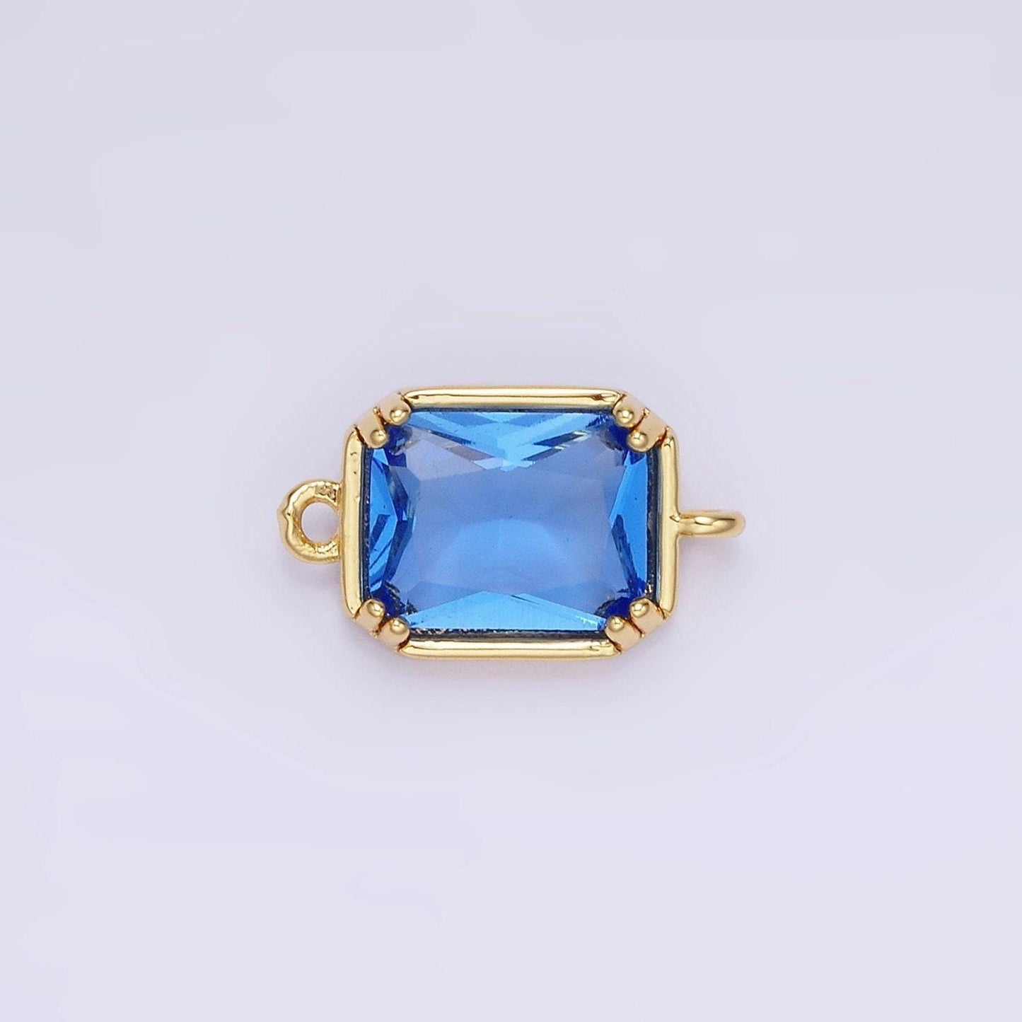 14k gold filled green, pink, blue, light green, baby blue cz multifaceted baguette connector | g342 - g344