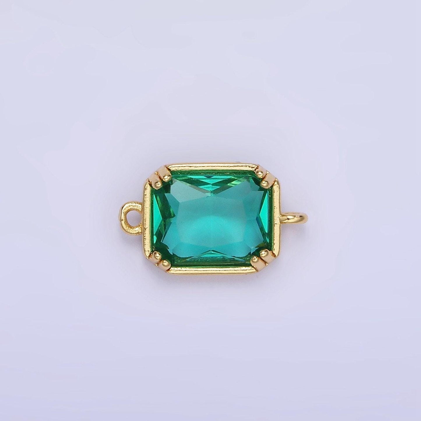 14k gold filled green, pink, blue, light green, baby blue cz multifaceted baguette connector | g342 - g344