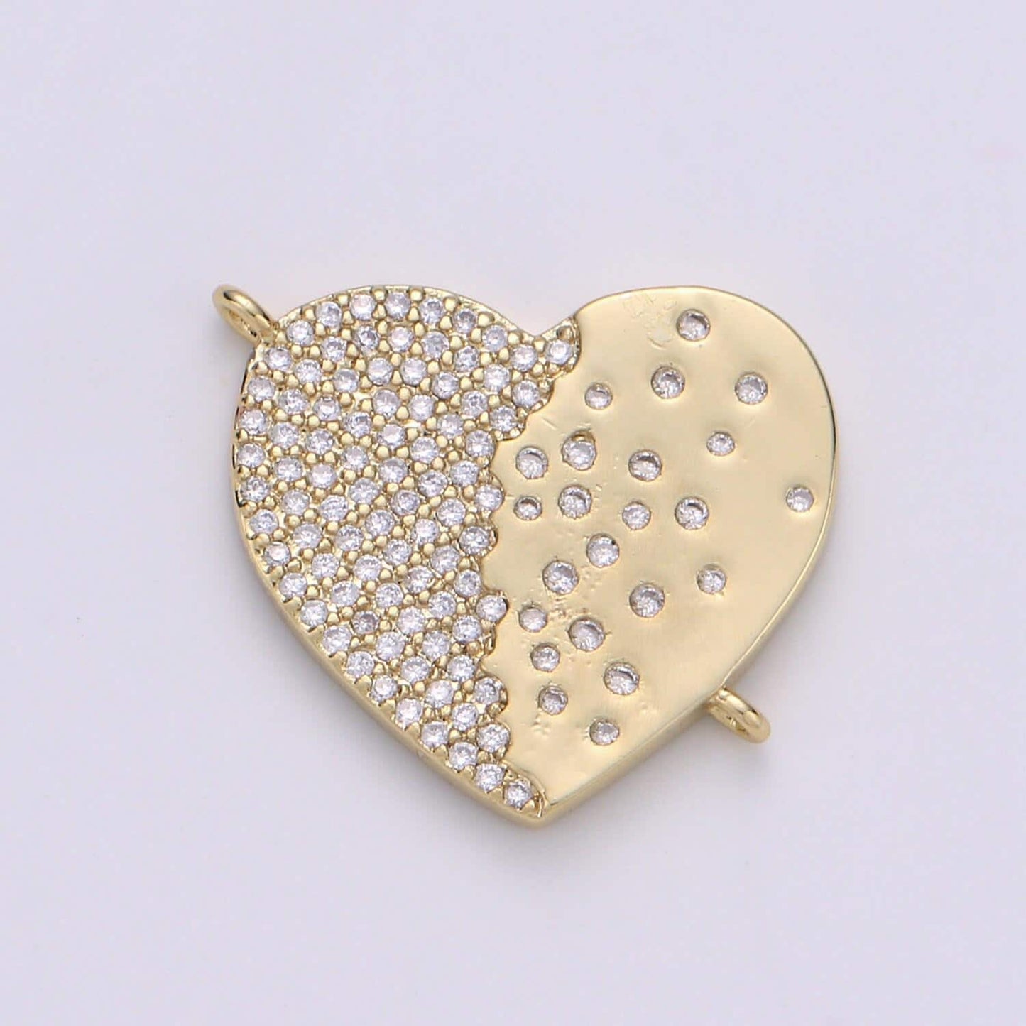 14k gold plated heart connector - dainty link connector- cubic love charm connector- for necklace bracelet component.cogp-179, 180