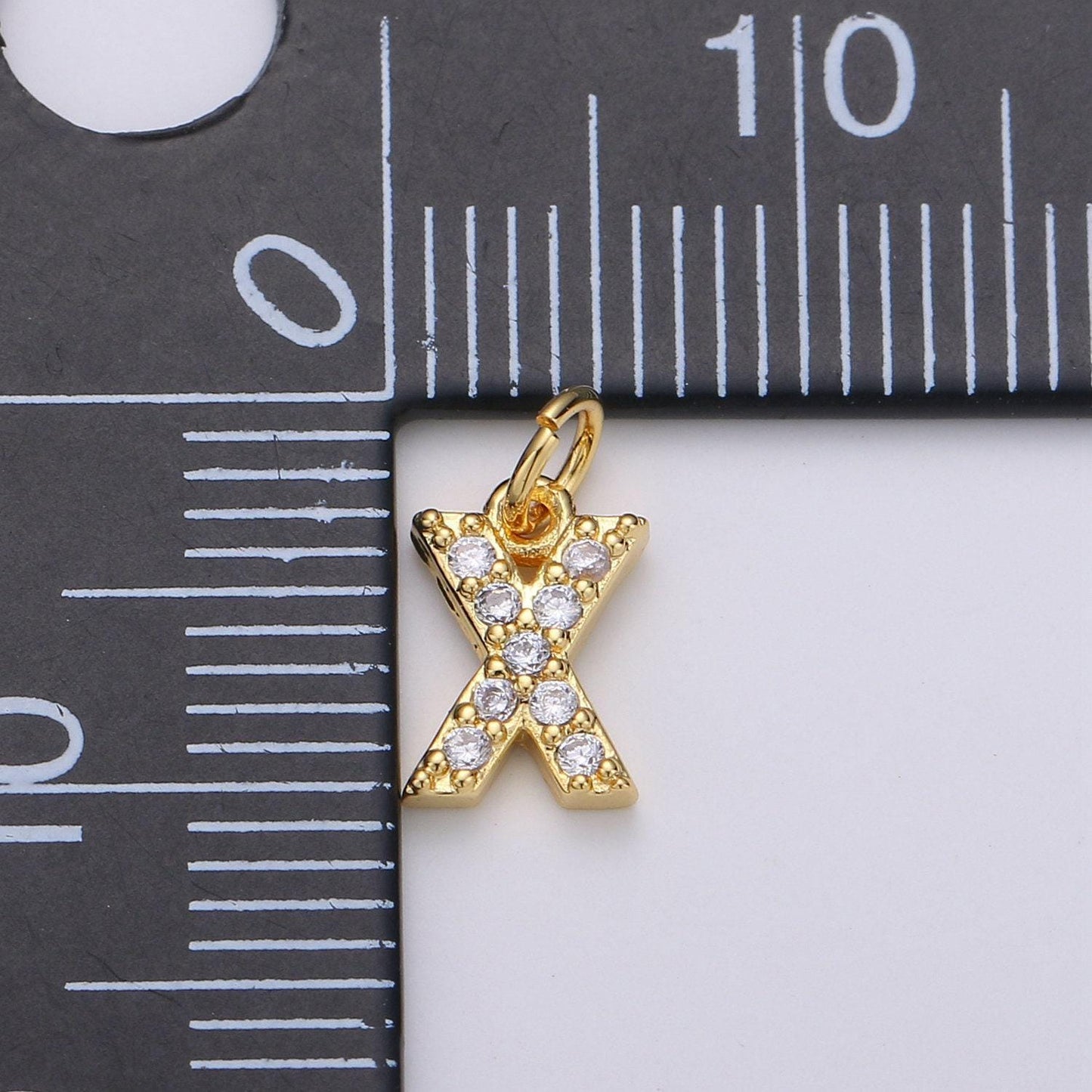 1pc gold cz micro pave initial letter charm, dainty letter pendant, cubic alphabeth charm, 9mm micro pave letters 08 a99-a111