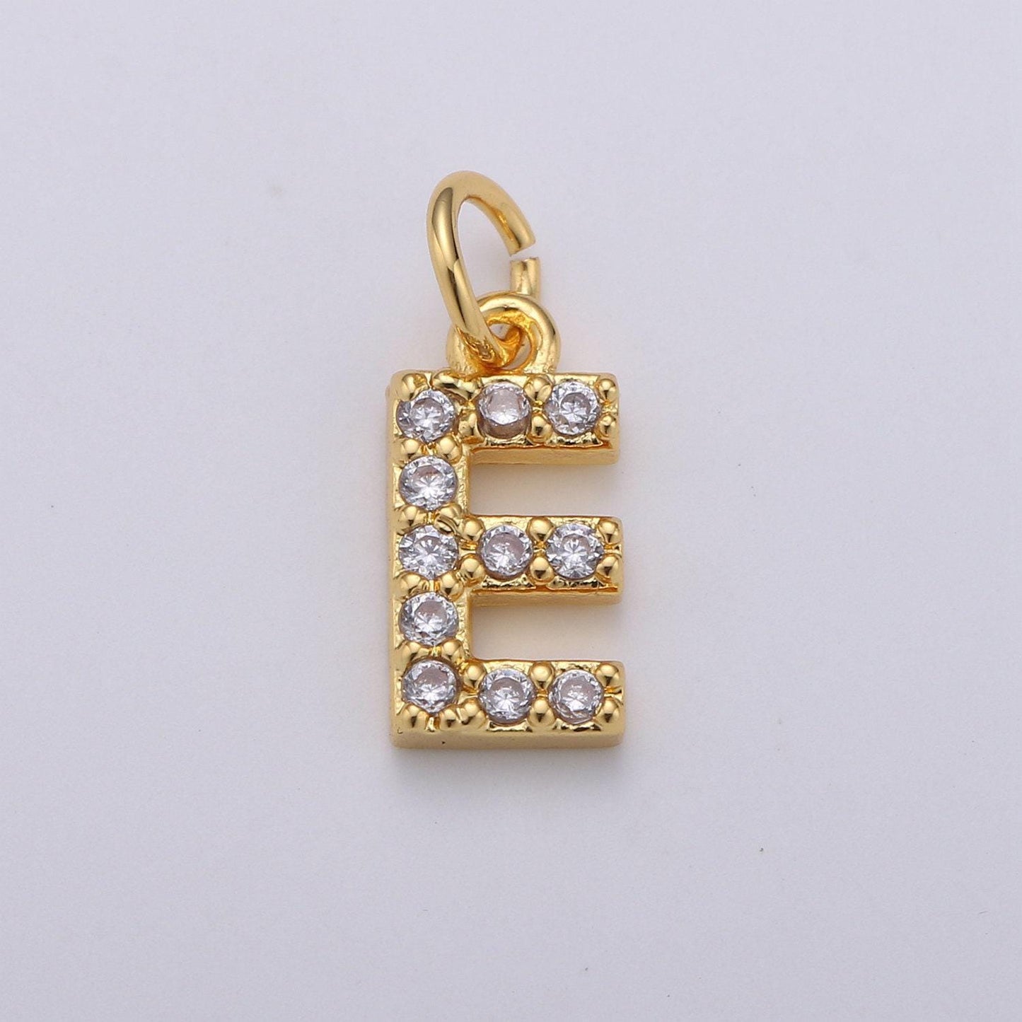 1pc gold cz micro pave initial letter charm, dainty letter pendant, cubic alphabeth charm, 9mm micro pave letters 08 a99-a111