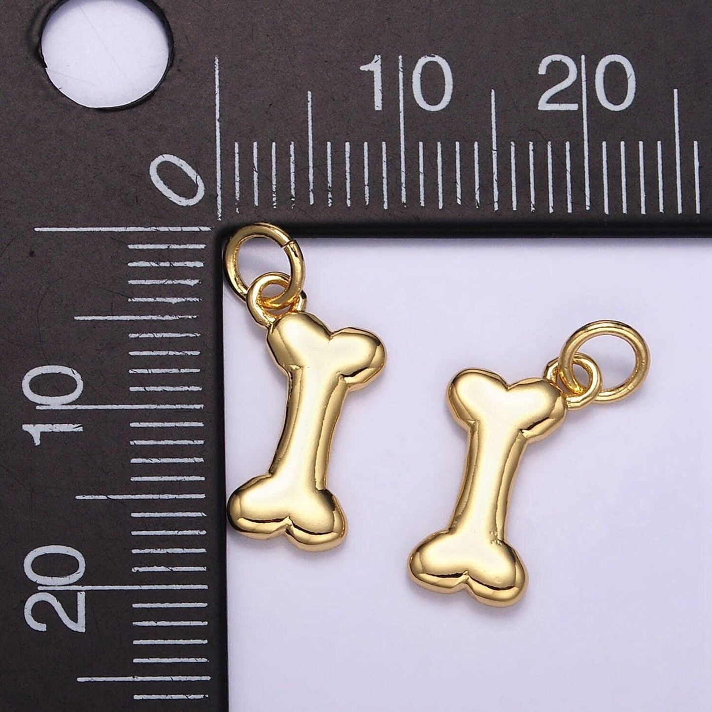 Mini bone charm in 18k gold filled for bracelet necklace earring charm supply m-126