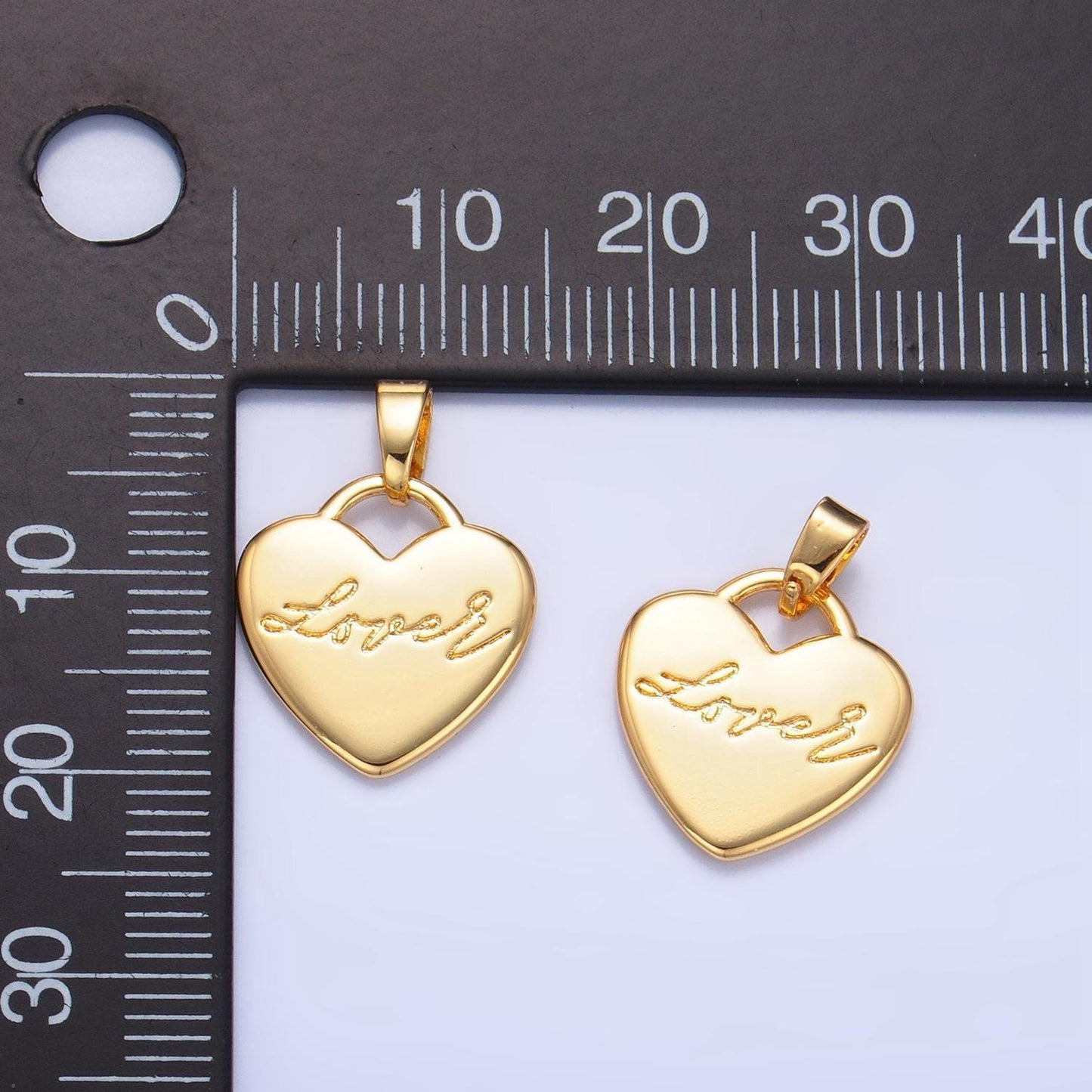 Minimalist heart cursive "lover" scripted 24k gold filled pendant | aa-1005