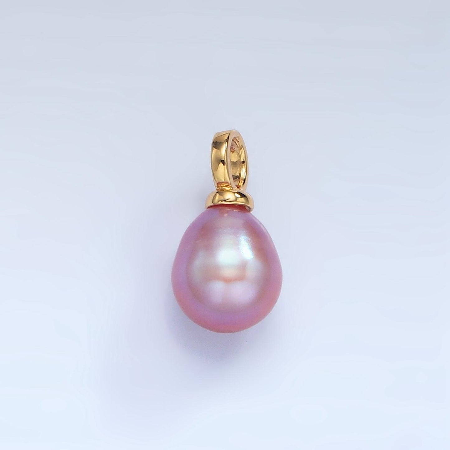 Beautiful mauve pink / purple tear drop pear pearl charm teardrop genuine freshwater mermaid pearls pendant p1876