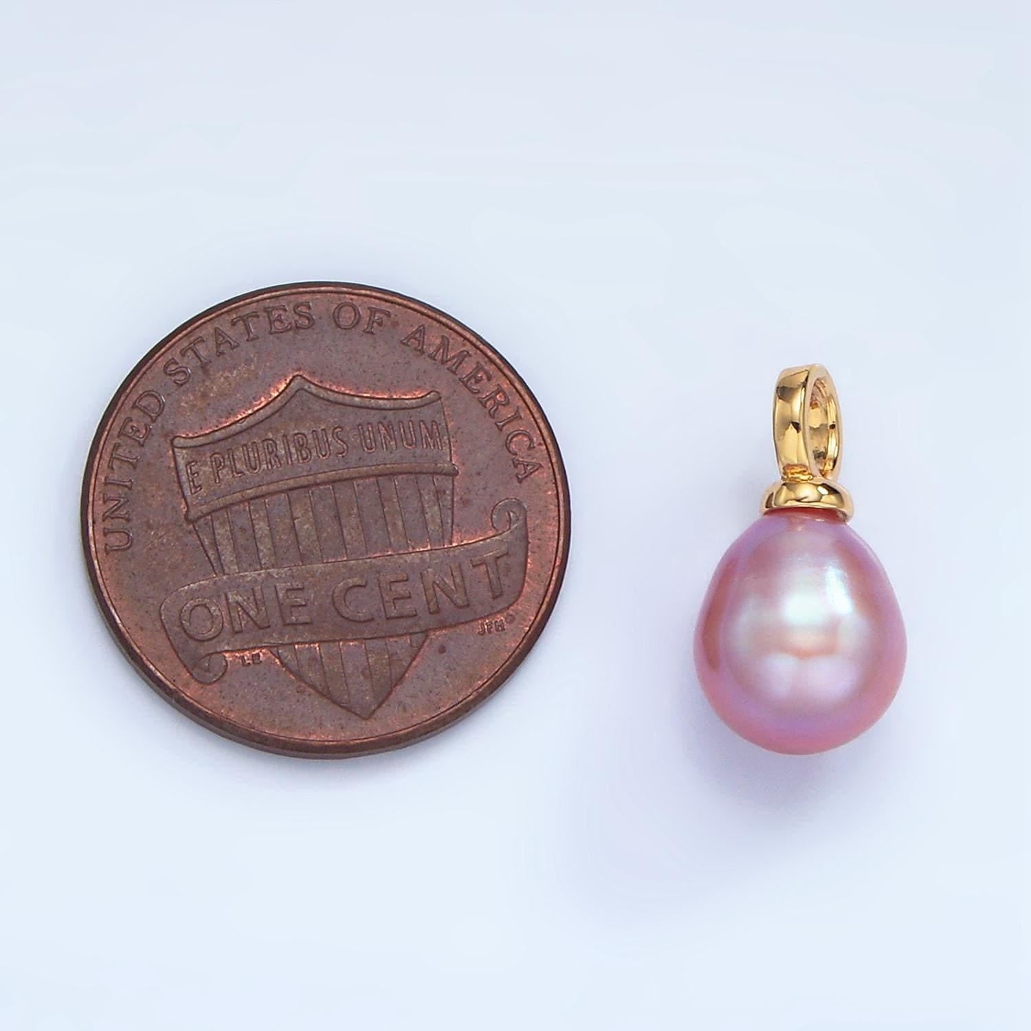 Beautiful mauve pink / purple tear drop pear pearl charm teardrop genuine freshwater mermaid pearls pendant p1876