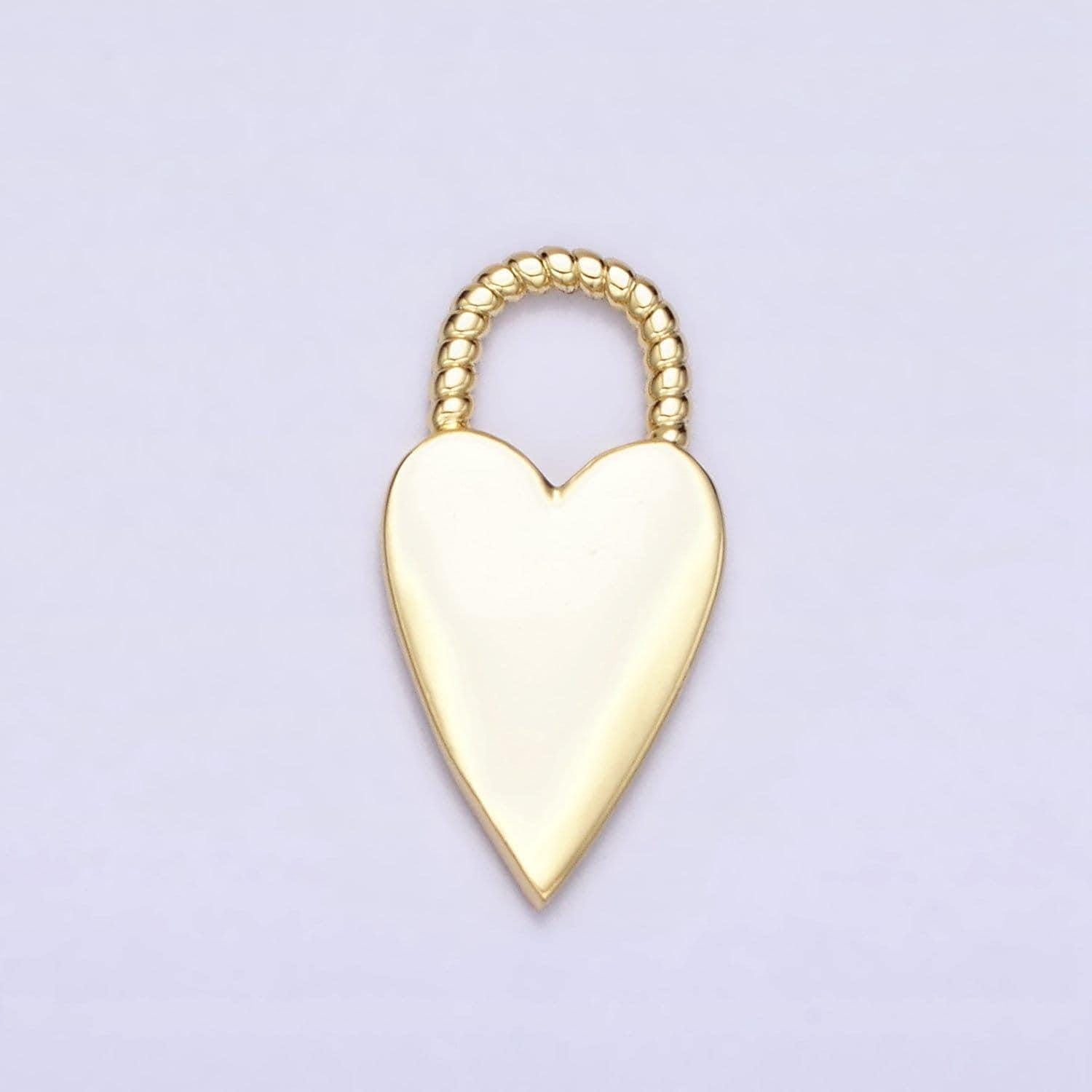 16k gold filled heart love twisted handle padlock charm | ac1177