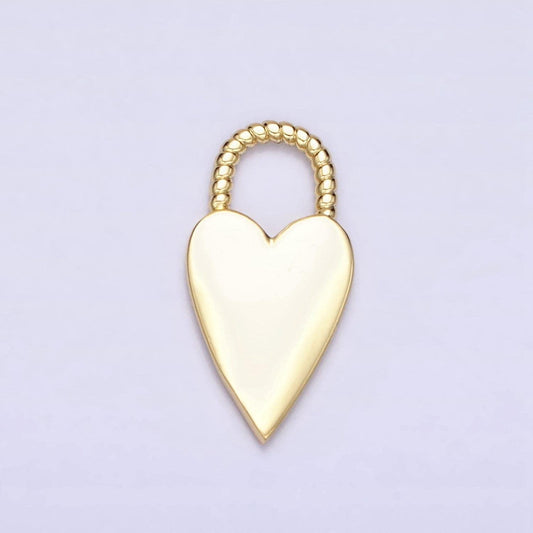 16k gold filled heart love twisted handle padlock charm | ac1177