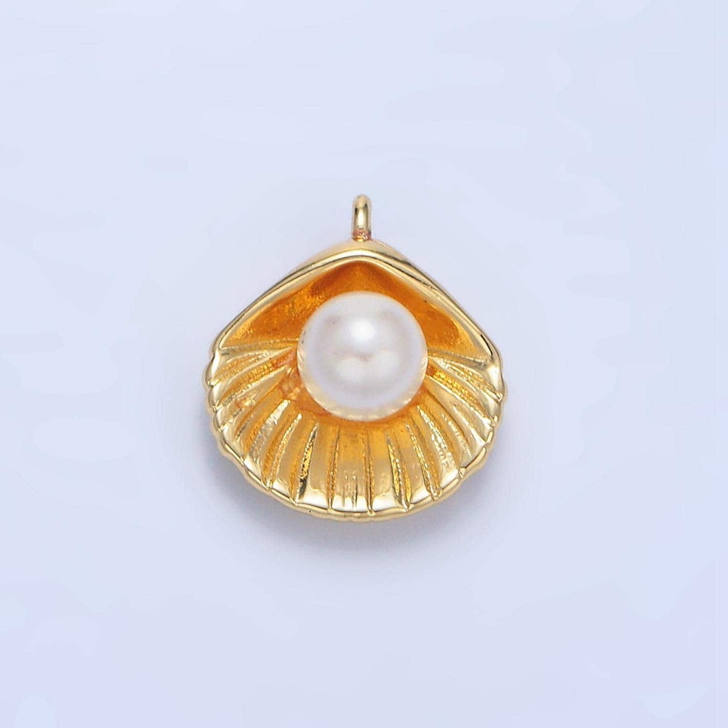 Sea shell clam pearl 24k gold filled charm | x-865