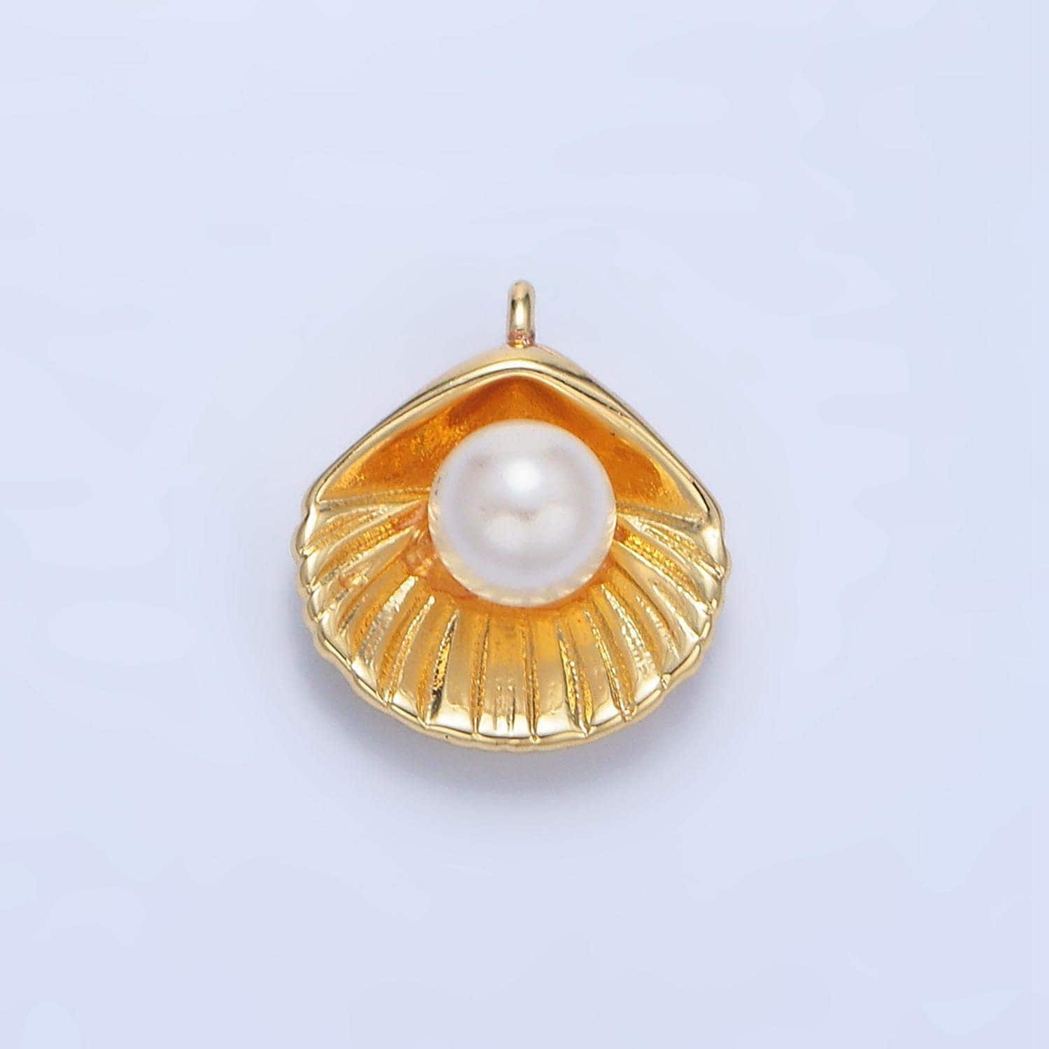 Sea shell clam pearl 24k gold filled charm | x-865