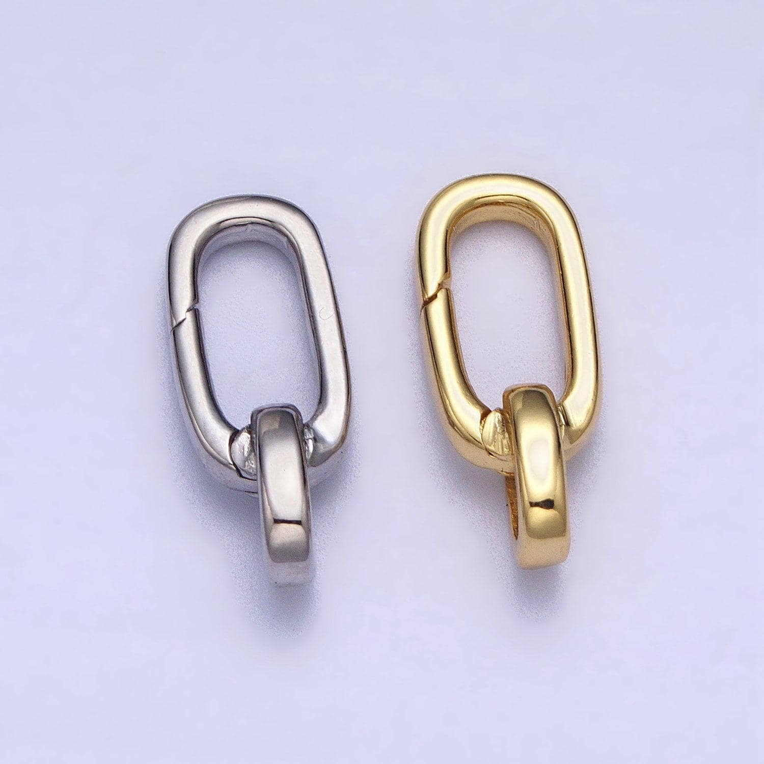 Gold or silver charm holder push gate oval clasp, spring gate clasp, 16x17mm wholesale supply for necklace jewelry making z311