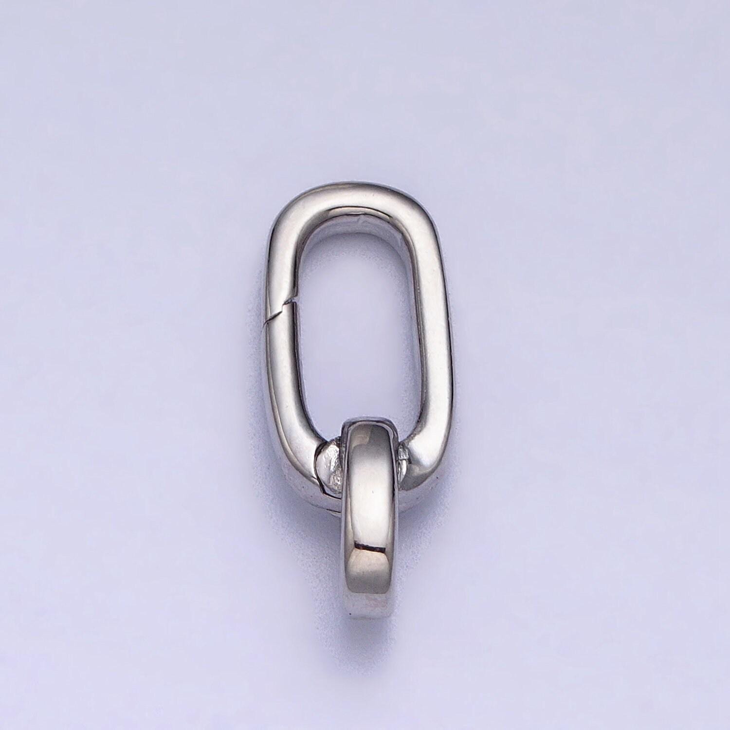 Gold or silver charm holder push gate oval clasp, spring gate clasp, 16x17mm wholesale supply for necklace jewelry making z311