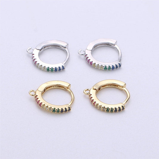 Dainty cz gold filled huggie w/ open link lever back hoop earring making 15mm, nickel & lead free for earring charm making findings