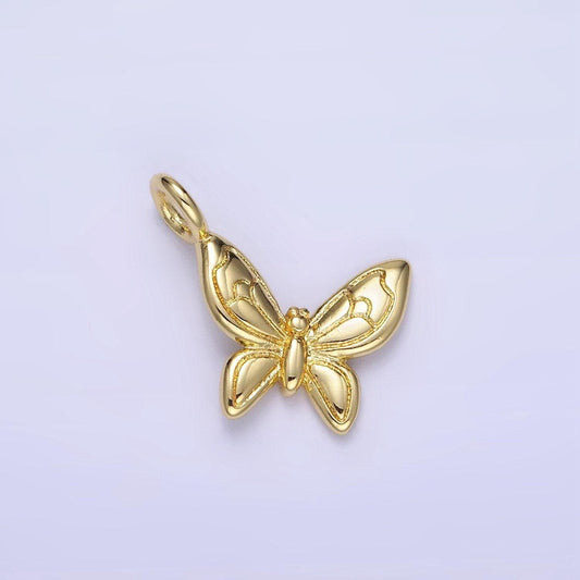 14k gold filled line-textured butterfly mini charm | ag-701