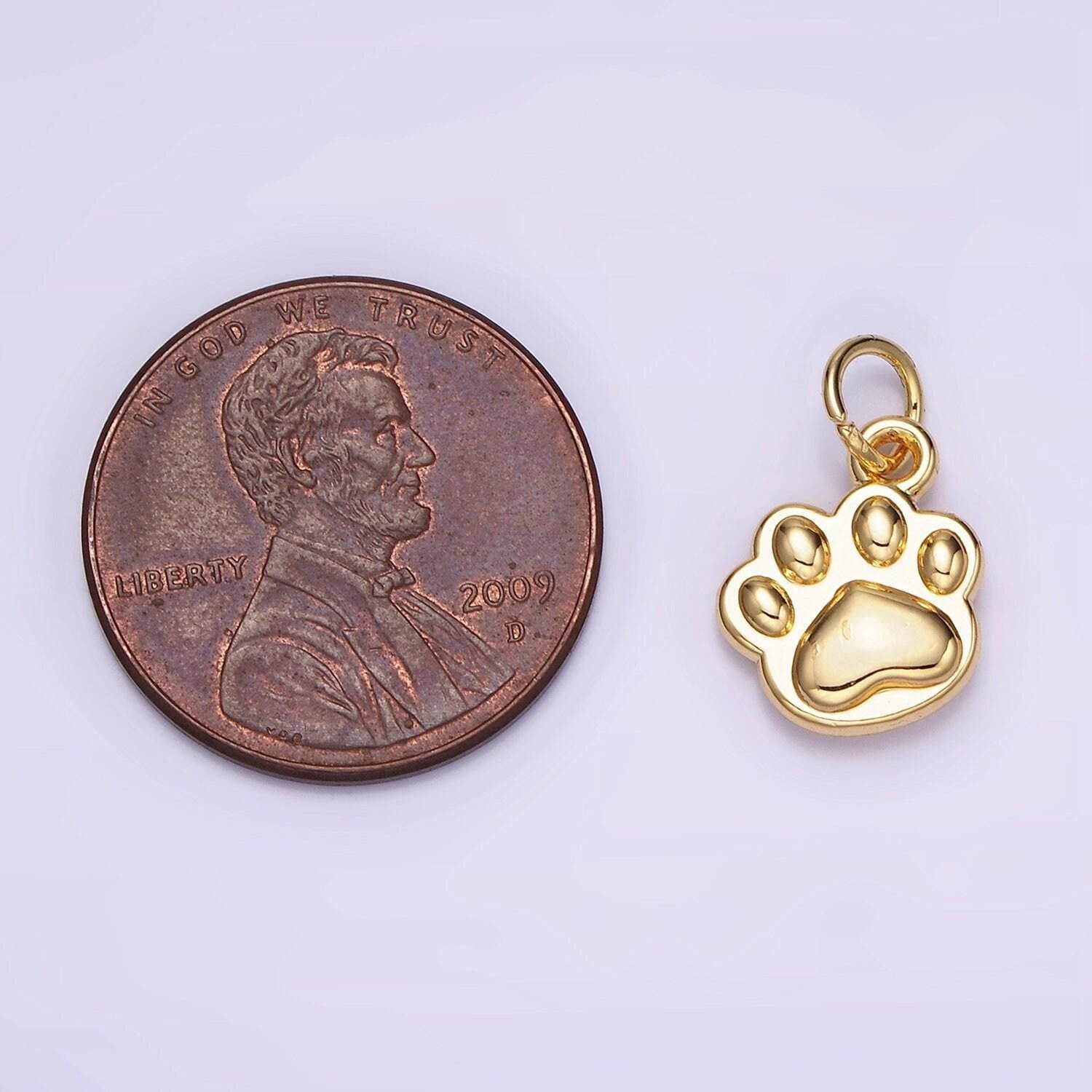 Mini 14k gold filled pets charm paw print dog puppy lover charm for bracelet necklace earring component | ag-652