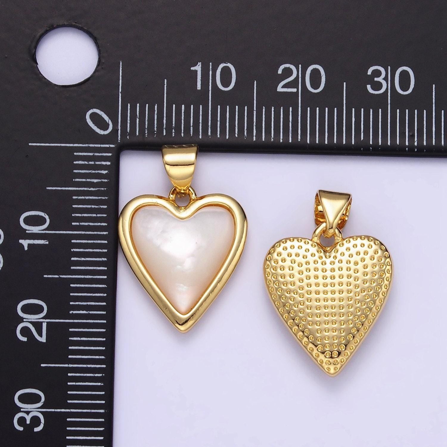 24k gold filled shell pearl charm minimalist love bezel heart pendant | aa1345