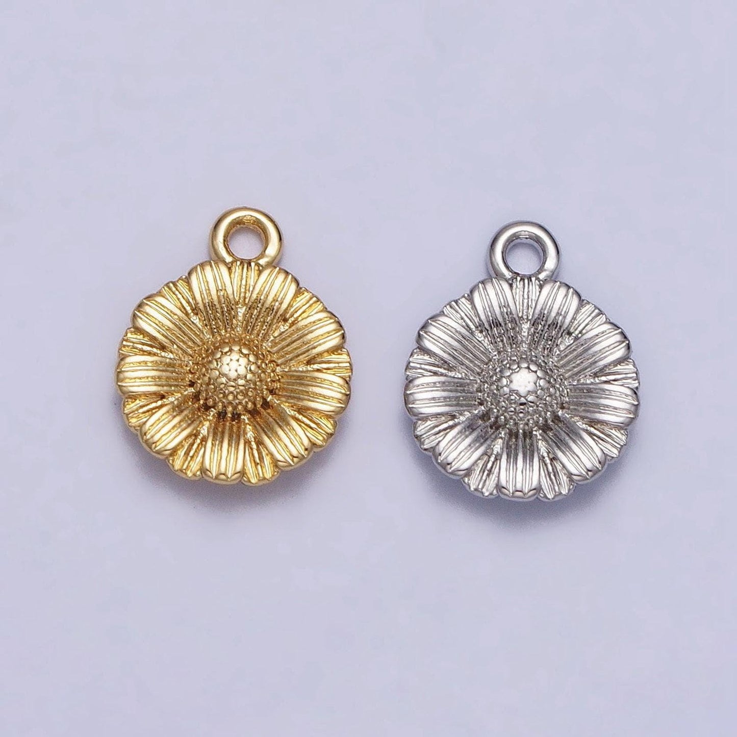 Tiny mini gold sun flower charm pendant, small floral pendant 14k gold filled sunflower necklace earring bracelet jewelry making ac339