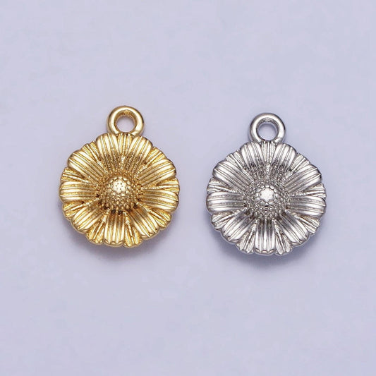 Tiny mini gold sun flower charm pendant, small floral pendant 14k gold filled sunflower necklace earring bracelet jewelry making ac339