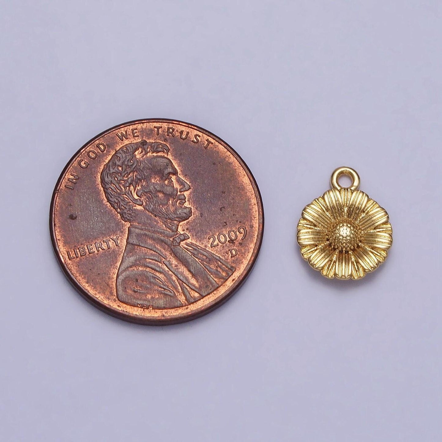 Tiny mini gold sun flower charm pendant, small floral pendant 14k gold filled sunflower necklace earring bracelet jewelry making ac339