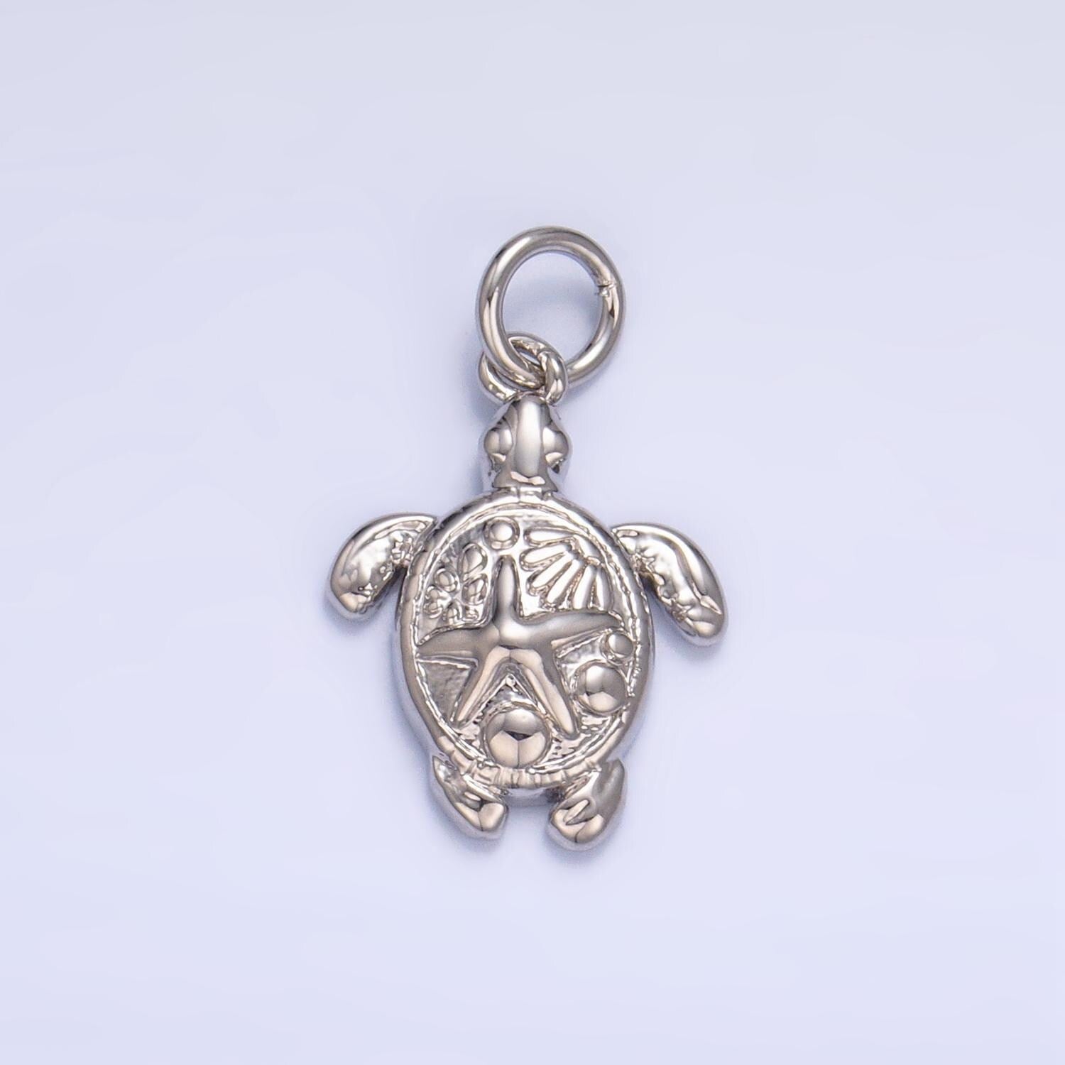 Sea turtle starfish ocean animal 24k gold filled charm in gold & silver | ag-886