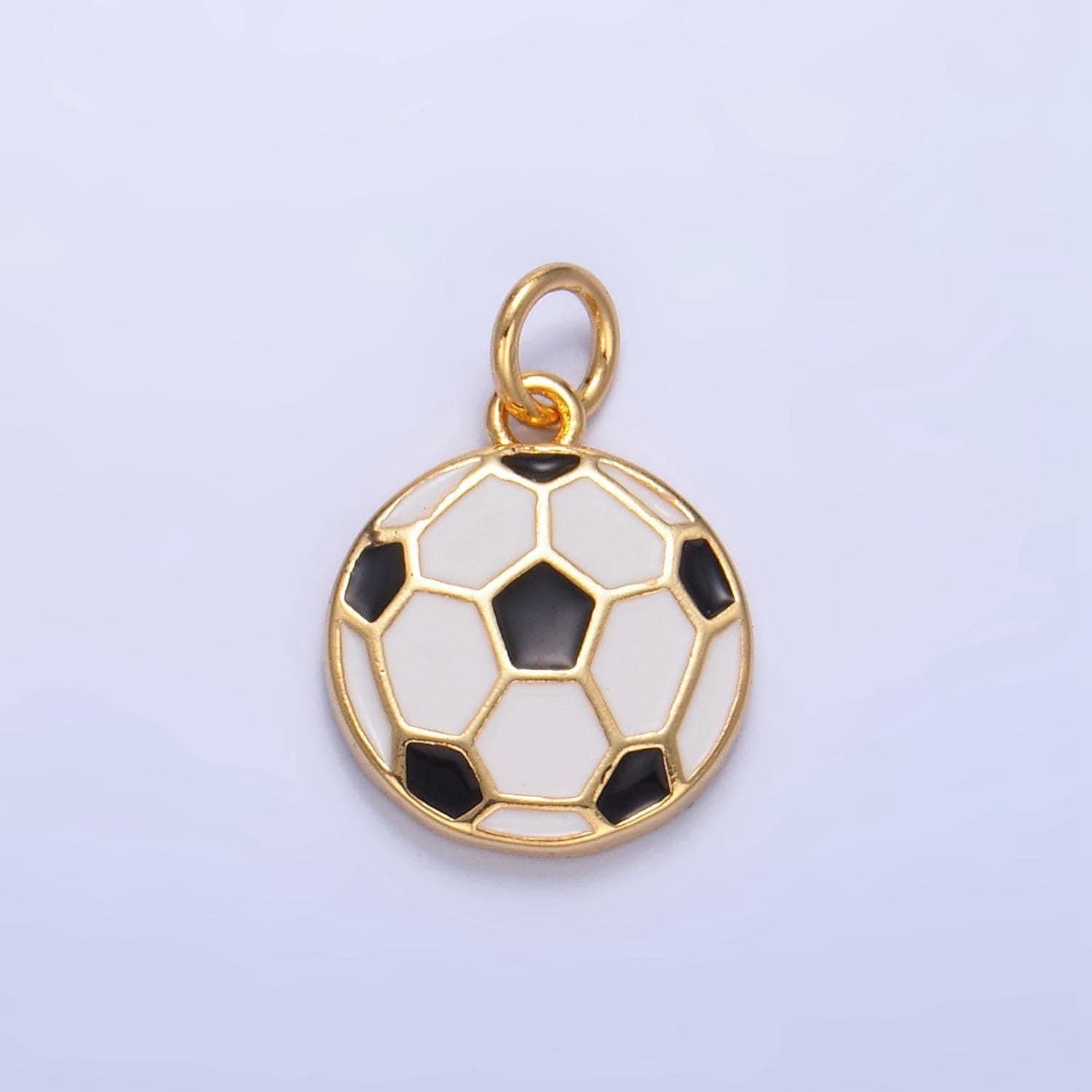 Enamel soccer ball 24k gold filled sports charm for bracelet necklace jewelry making supply | w-049