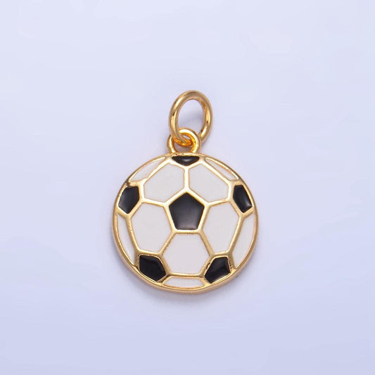 Enamel soccer ball 24k gold filled sports charm for bracelet necklace jewelry making supply | w-049