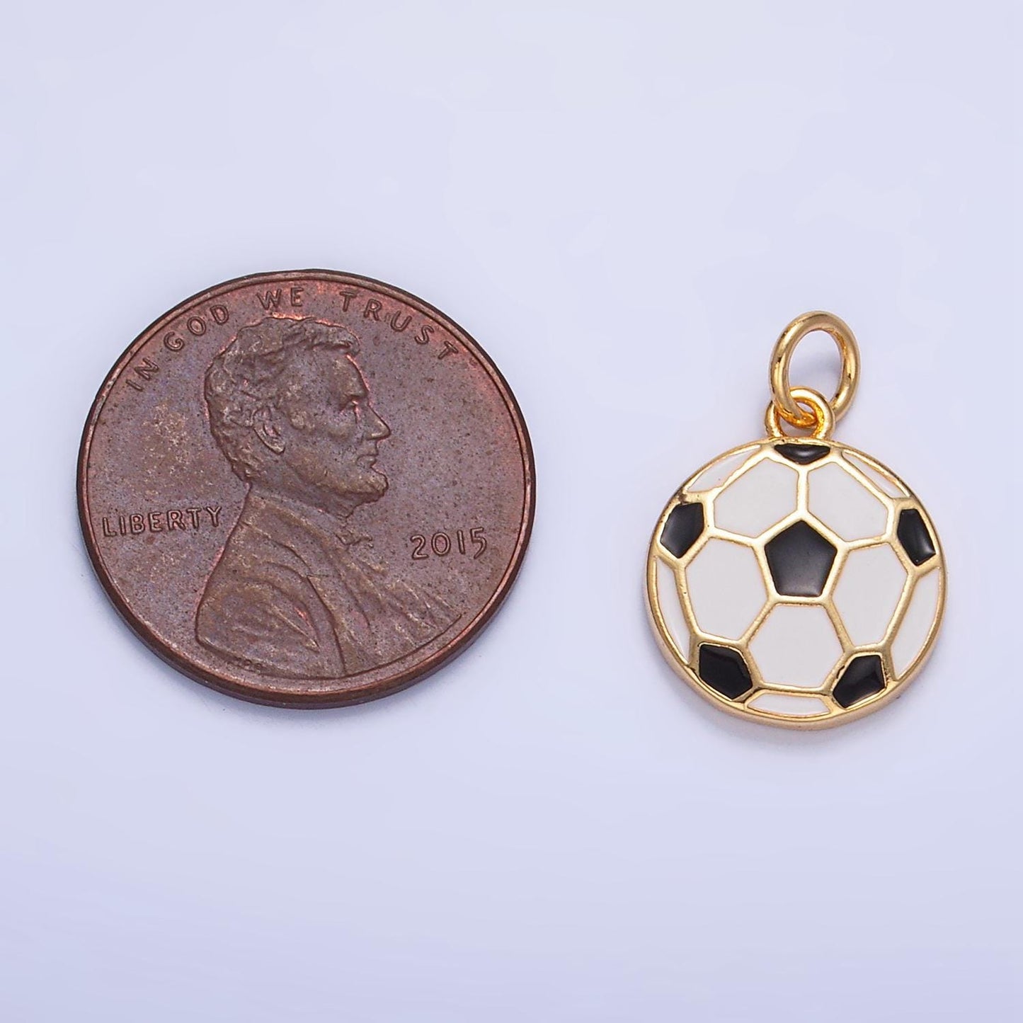 Enamel soccer ball 24k gold filled sports charm for bracelet necklace jewelry making supply | w-049