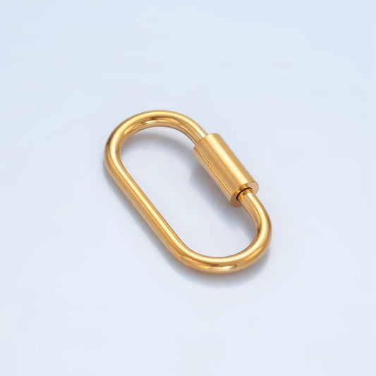 Stainless steel 26mm slim oval carabiner clasps closure findings gold screw lock charm holder | z-978