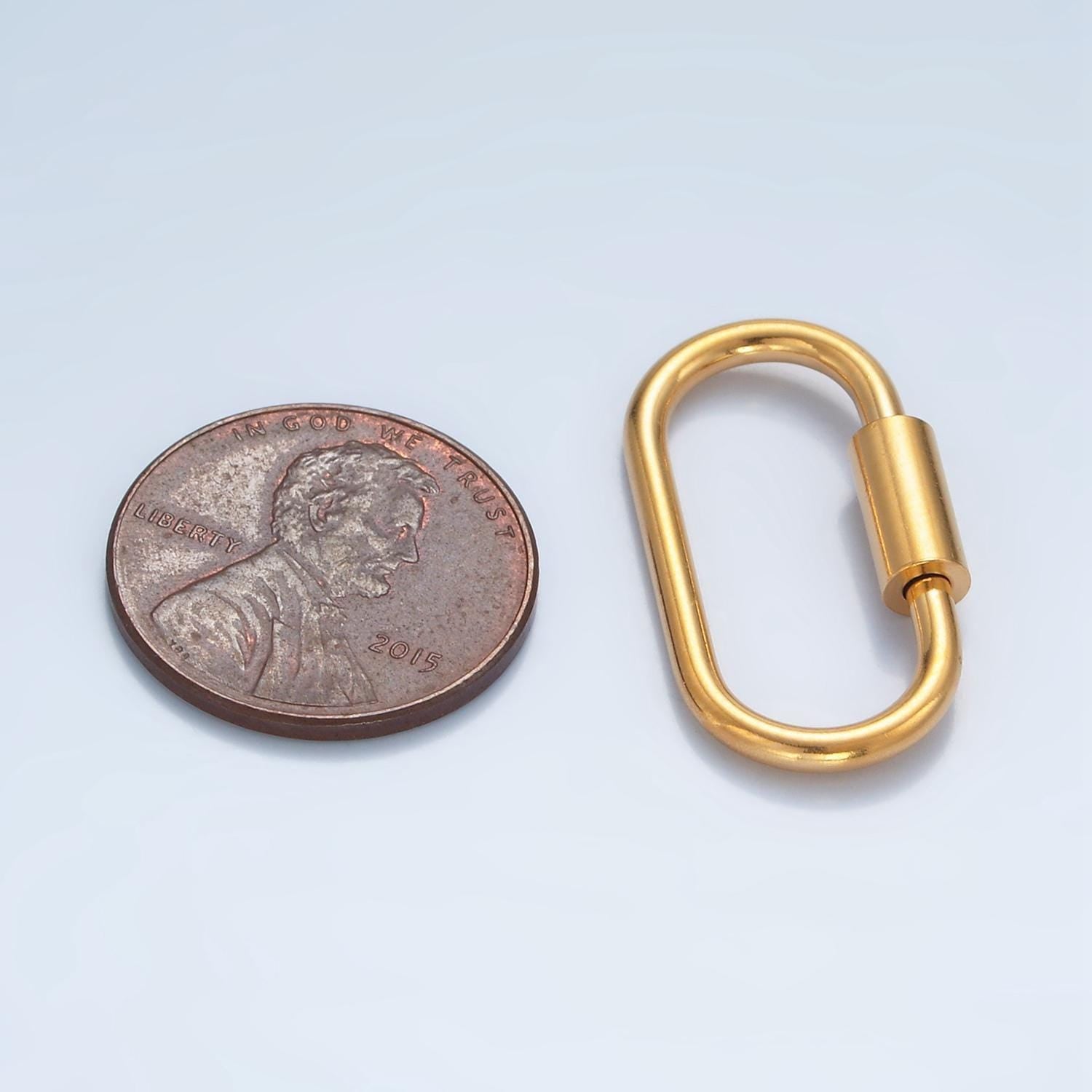 Stainless steel 26mm slim oval carabiner clasps closure findings gold screw lock charm holder | z-978