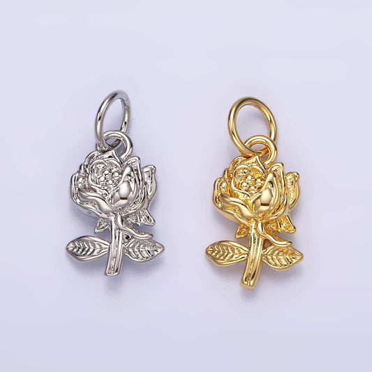 14k gold filled 16mm rose flower nature charm in gold & silver | n1112 n1113