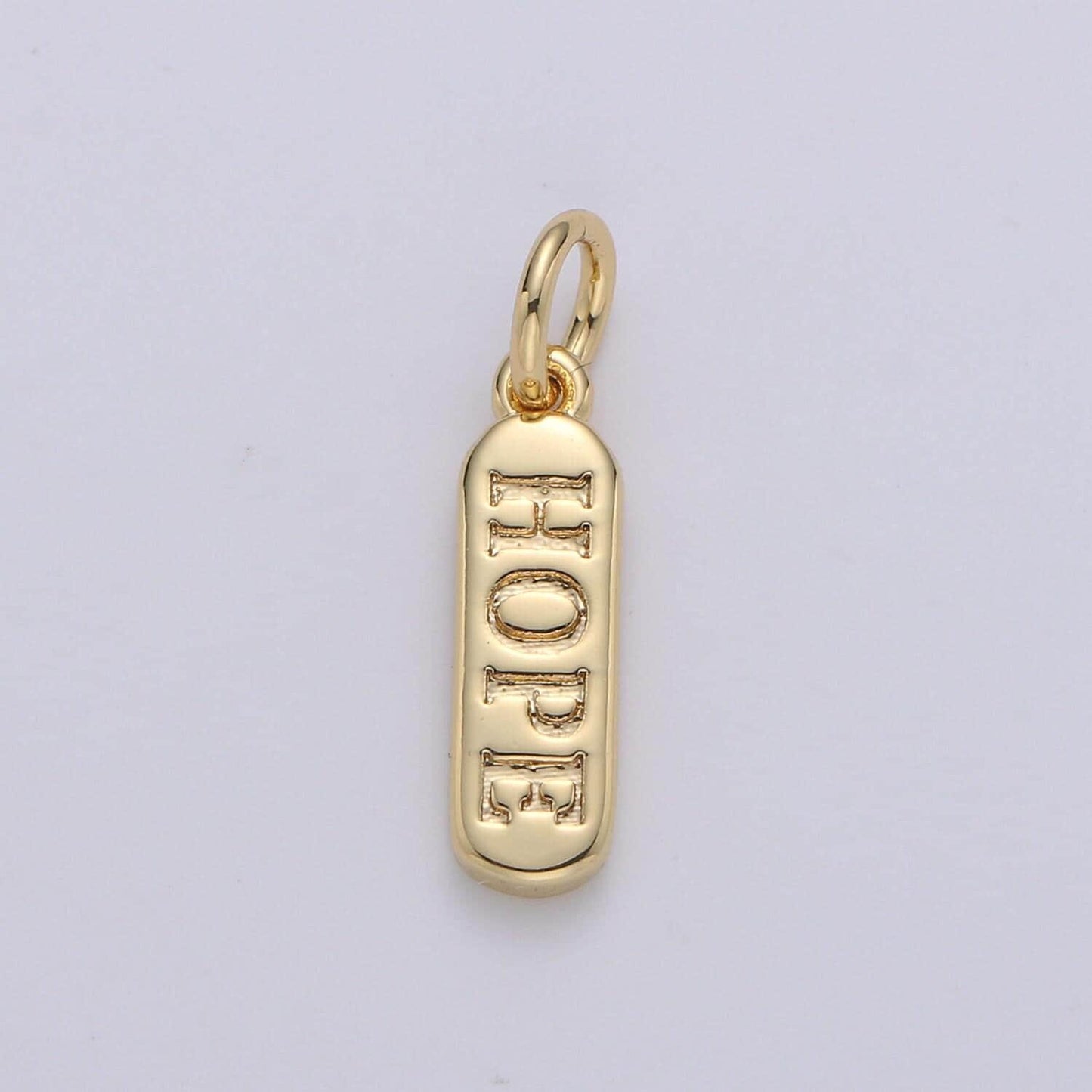 Dainty gold pill bar charm word love mom hope happy chill charm 14k gold filed charm for bracelet earring necklace d323-d330, d747