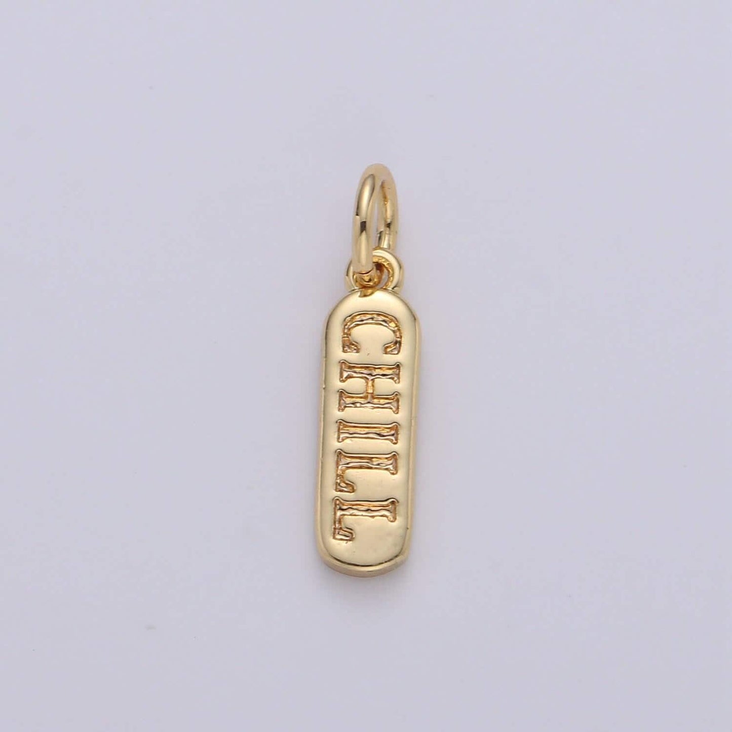 Dainty gold pill bar charm word love mom hope happy chill charm 14k gold filed charm for bracelet earring necklace d323-d330, d747