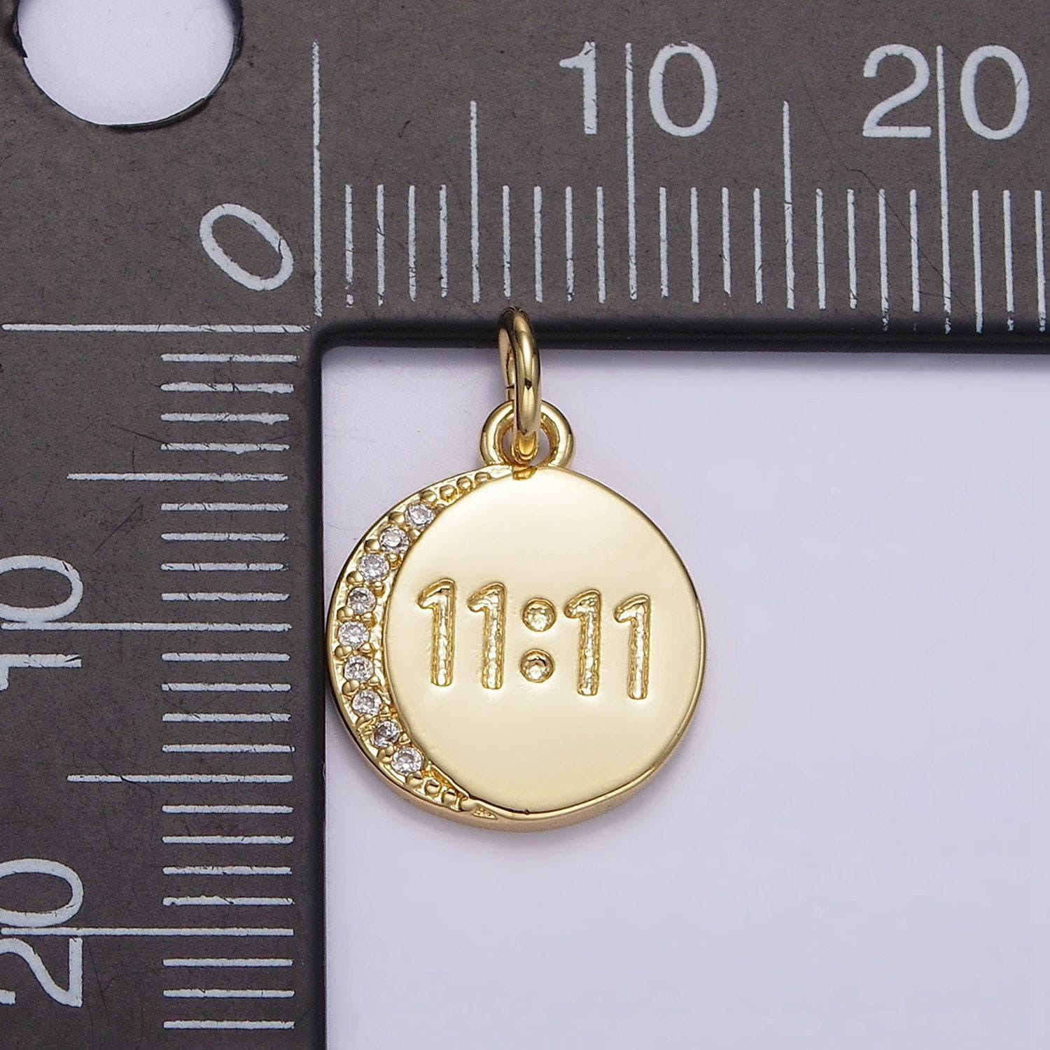1111 gold filled angel number charm 11:11 angel number necklace charm coin cz spiritual gift ∙ lucky number necklace ∙ gift for her n937