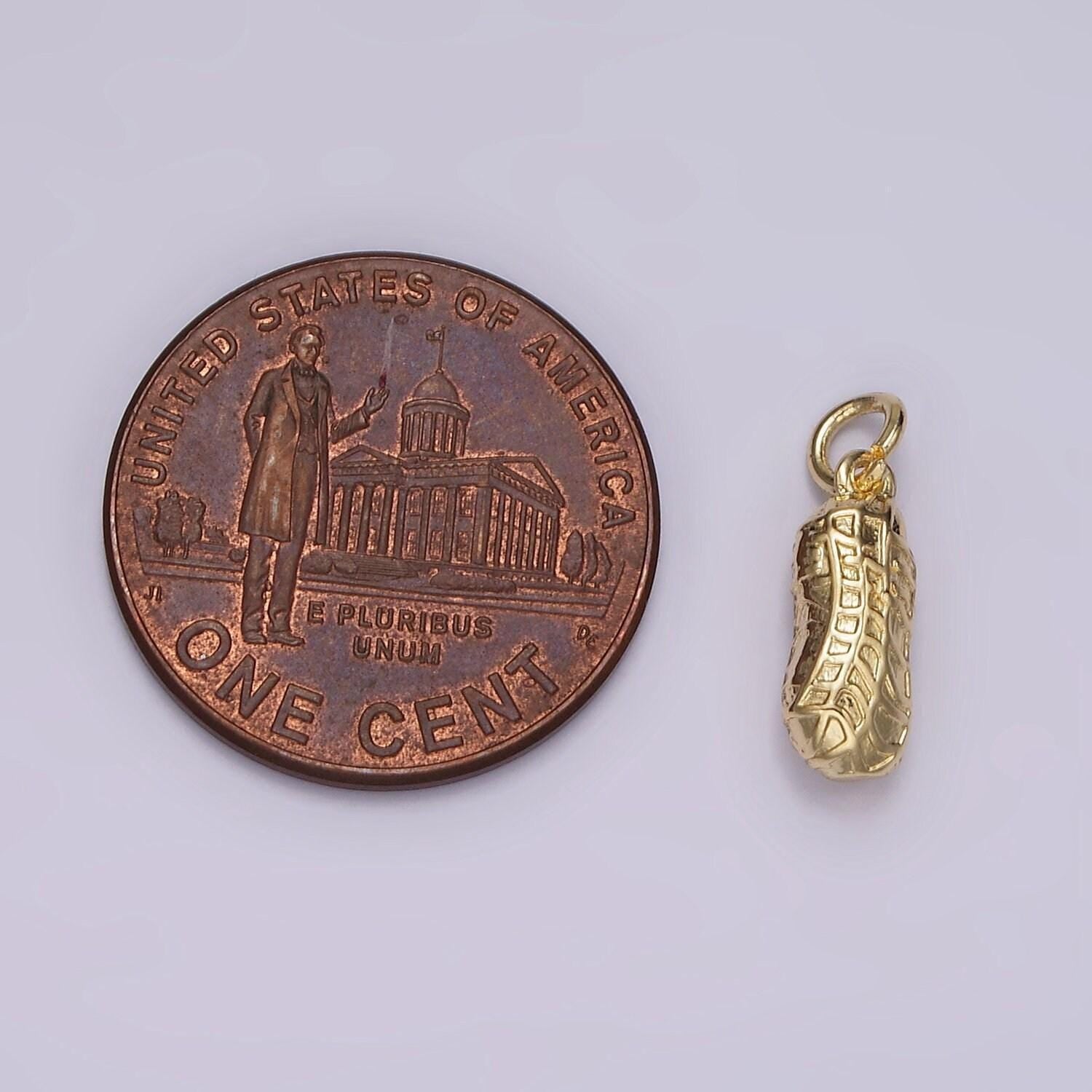 Small gold peanut charm, peanut lover pendant foodie mix charm for bracelet necklace earring component ag442