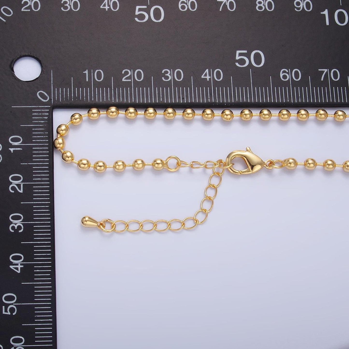 Dainty ball chain necklace 24k gold filled round beaded chain necklace for charm wa-2722