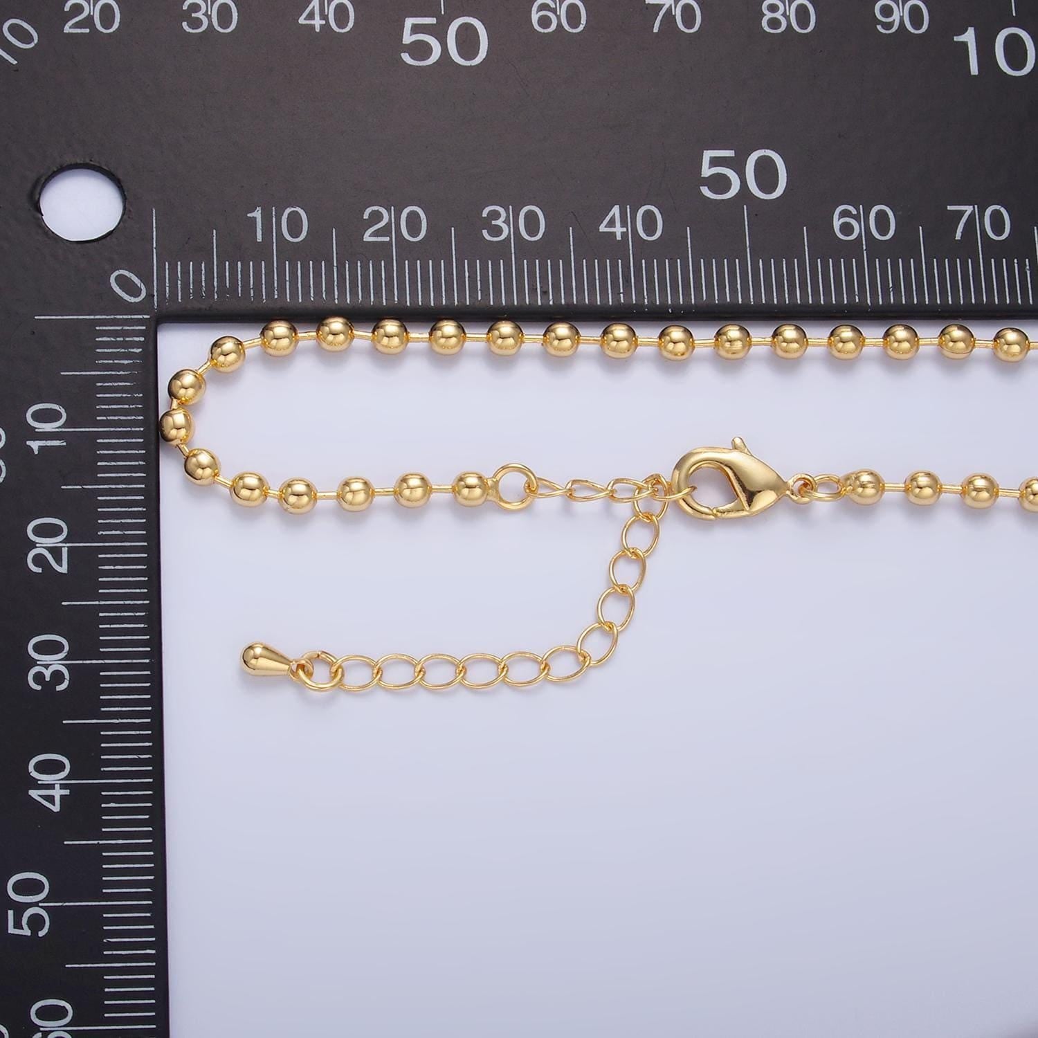Dainty ball chain necklace 24k gold filled round beaded chain necklace for charm wa-2722
