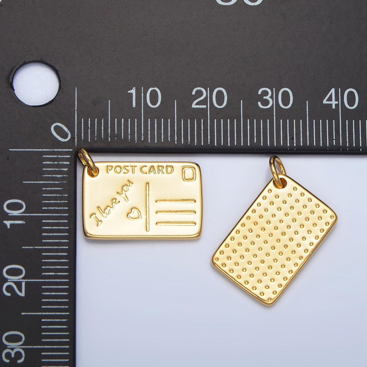 Mini gold filled post card charm i love you message card for travel charm x586
