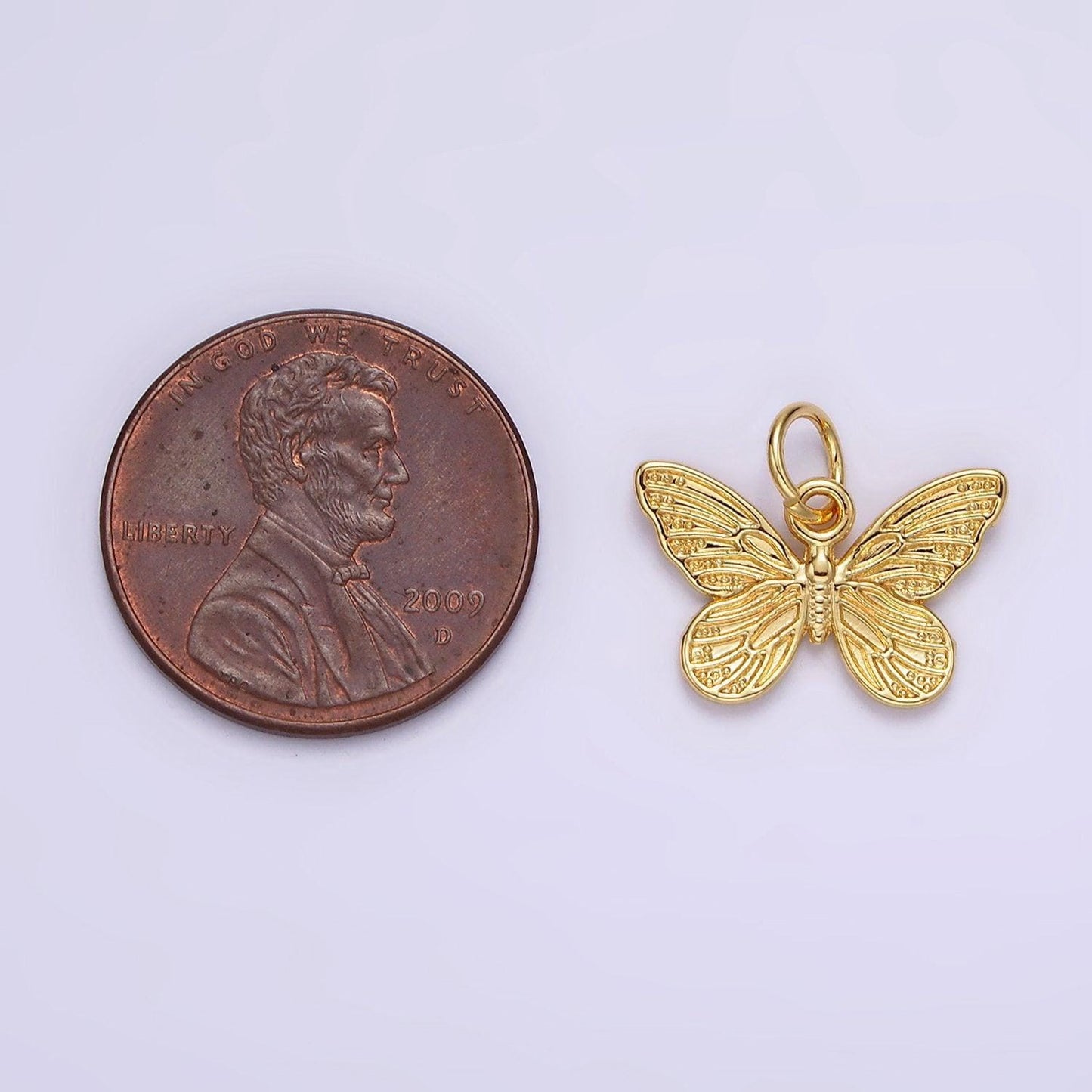 14k gold filled textured butterfly mariposa insect animal add-on charm | ag406