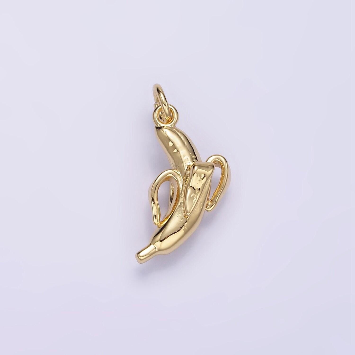 24k gold fille banana pendant charm tropical fruit pendant for diy jewelry d084