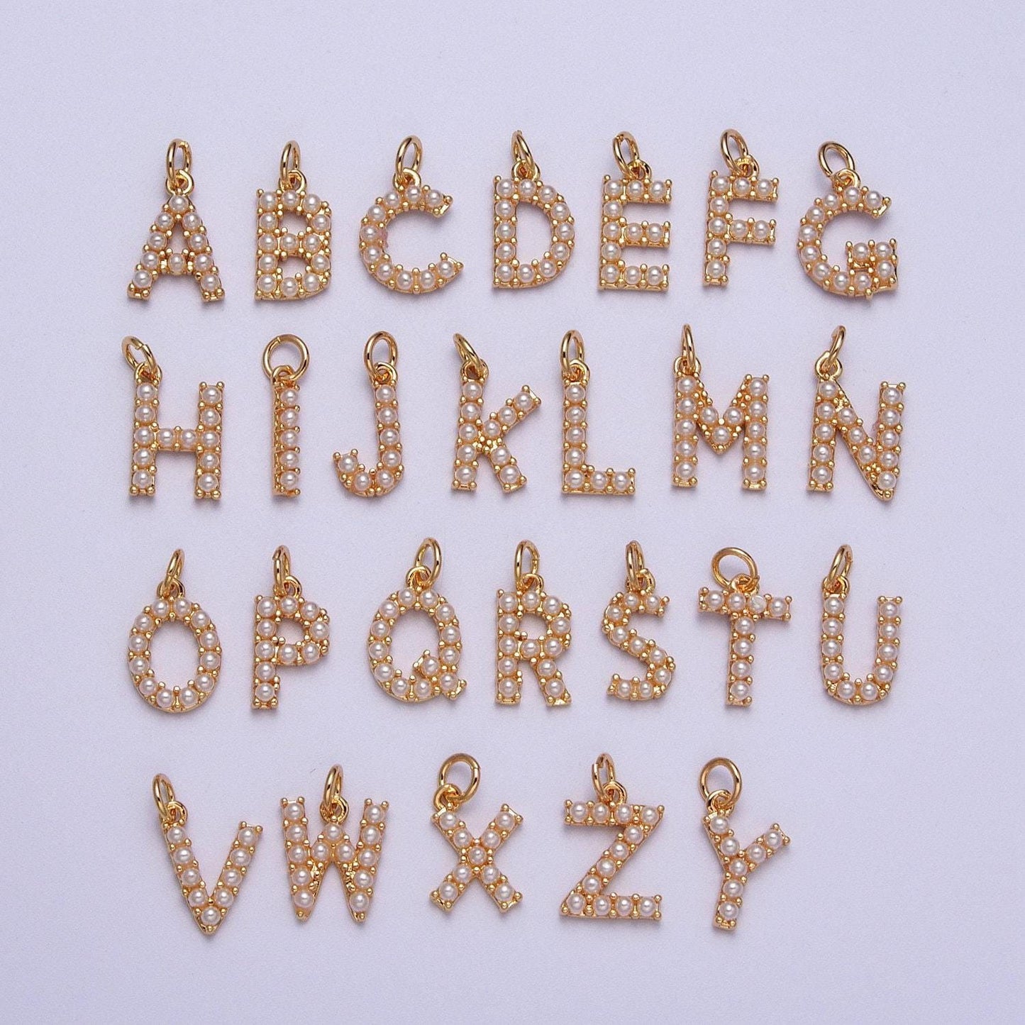 Mini alphabet pearl charm small pearl initial charm 16k gold filled charm for personalized jewelry for necklace earring bracelet supplya-313