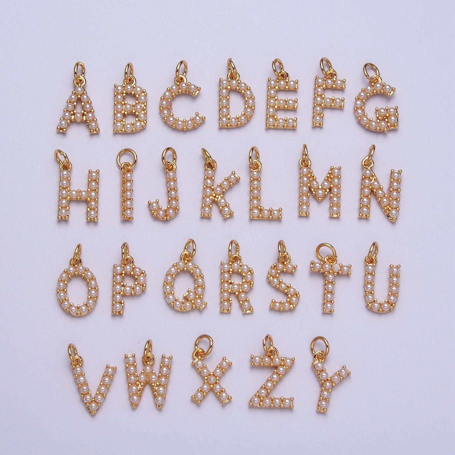 Mini alphabet pearl charm small pearl initial charm 16k gold filled charm for personalized jewelry for necklace earring bracelet supplya-313