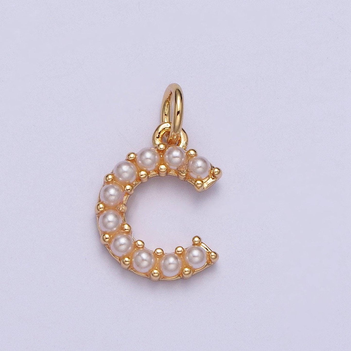 Mini alphabet pearl charm small pearl initial charm 16k gold filled charm for personalized jewelry for necklace earring bracelet supplya-313