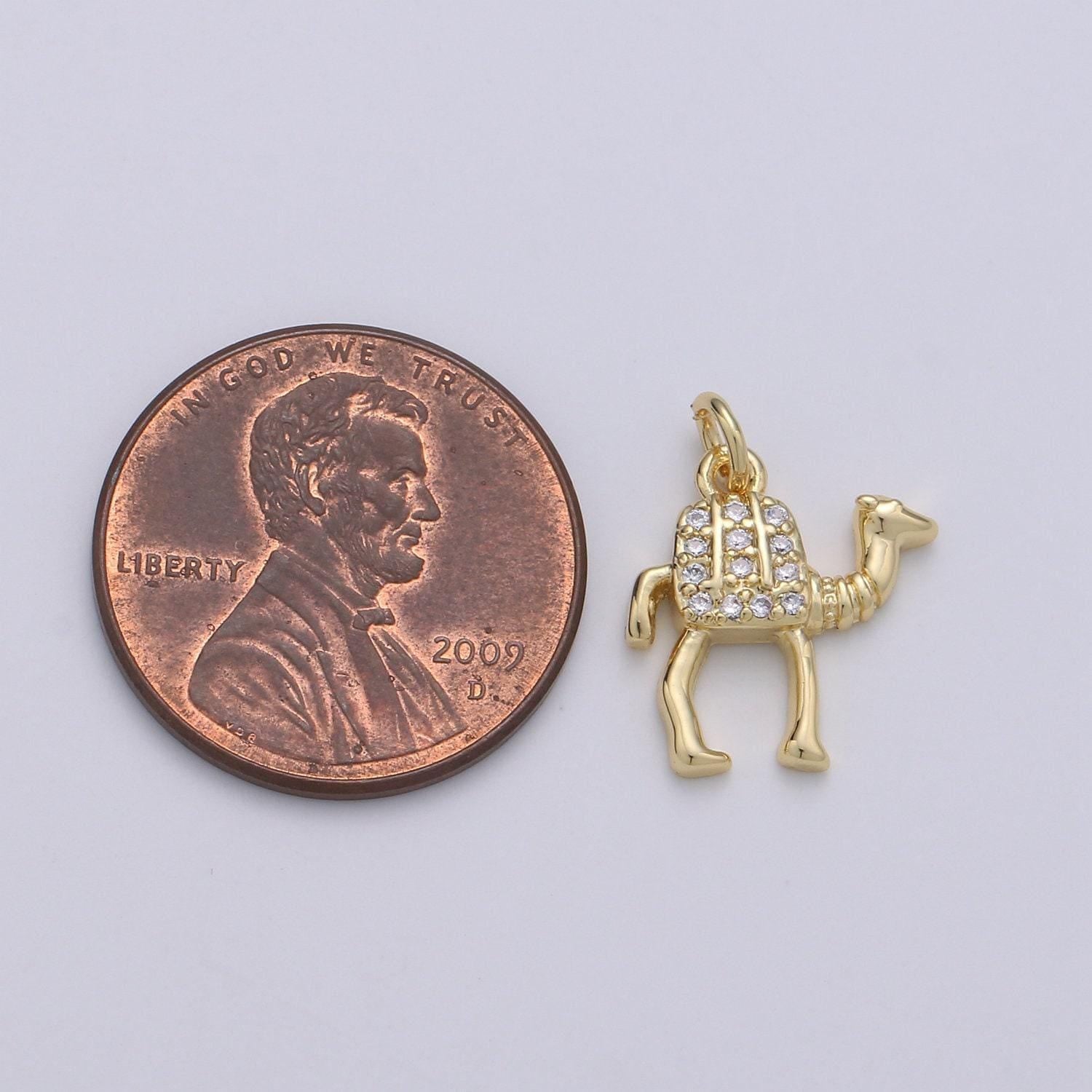 Gold camel charm - 14k gold camel pendant - arabian desert charms - animal jewelry for bracelet necklace earring component