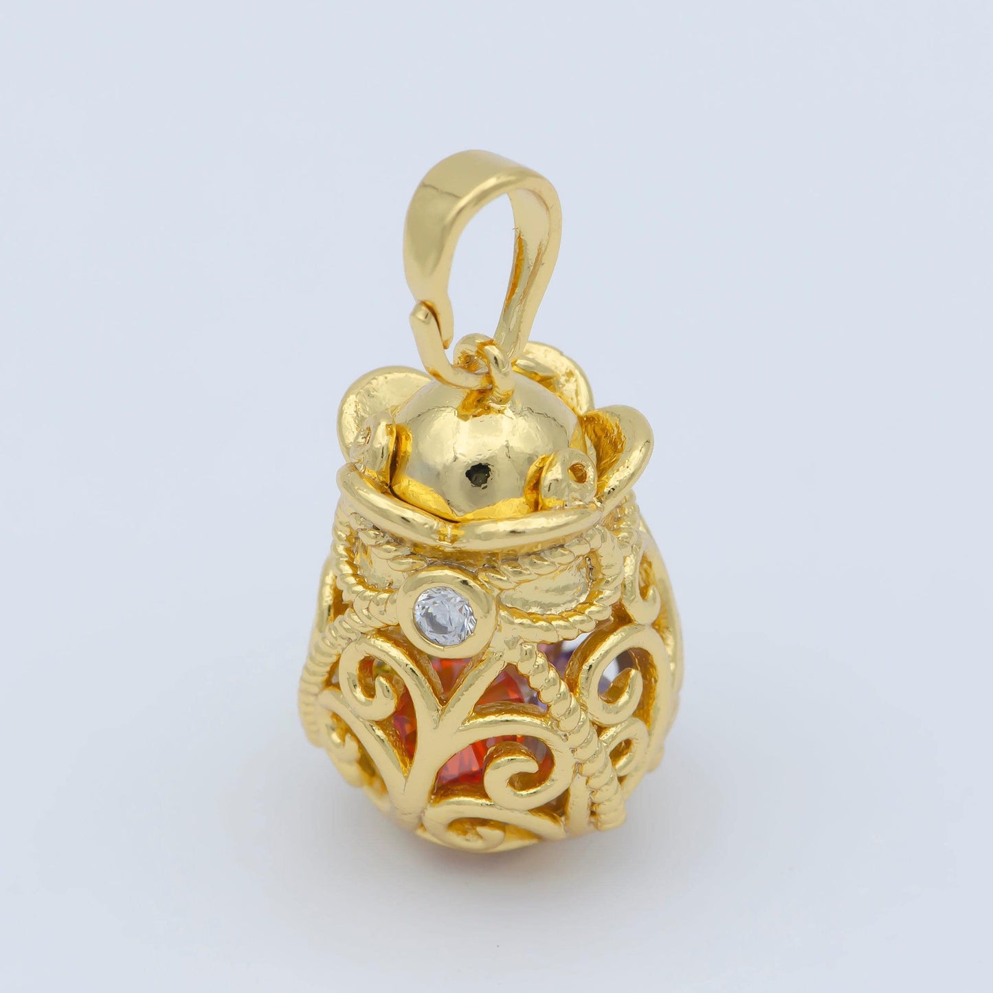 Colorful crystal gemstone charm cage, dainty pendant for minimalist jewelry supply