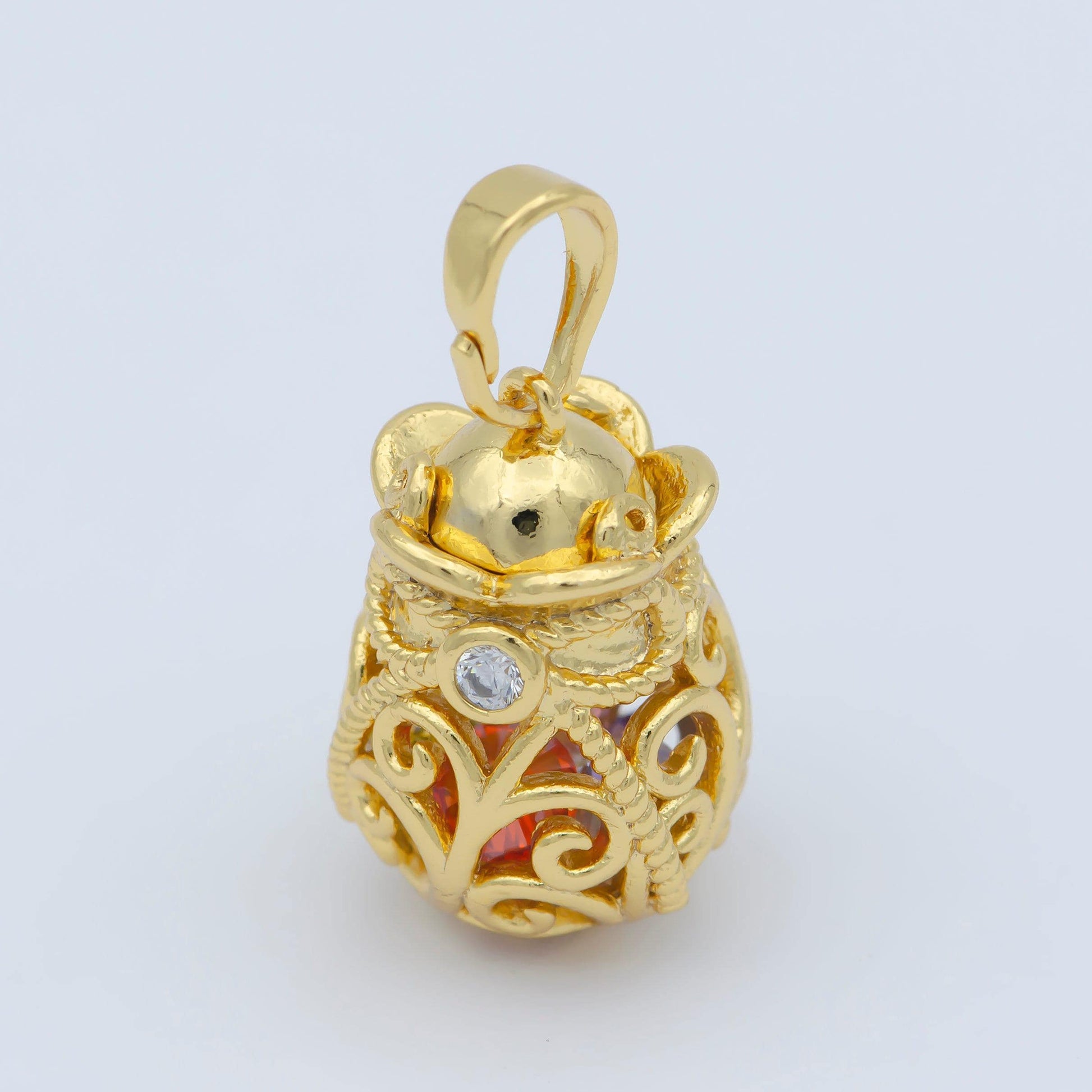 Colorful crystal gemstone charm cage, dainty pendant for minimalist jewelry supply